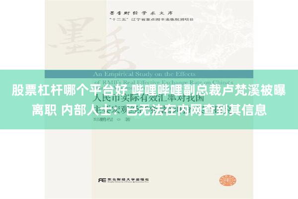 股票杠杆哪个平台好 哔哩哔哩副总裁卢梵溪被曝离职 内部人士：已无法在内网查到其信息