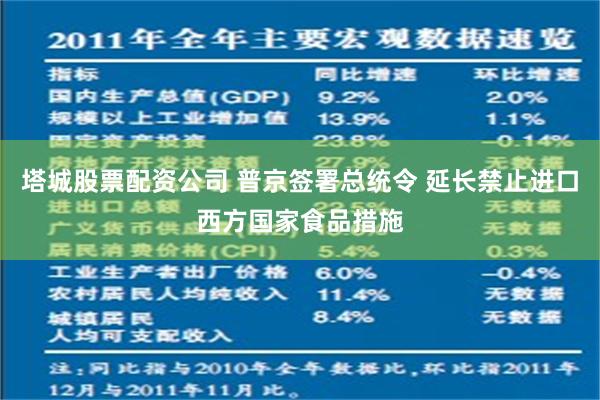 塔城股票配资公司 普京签署总统令 延长禁止进口西方国家食品措施