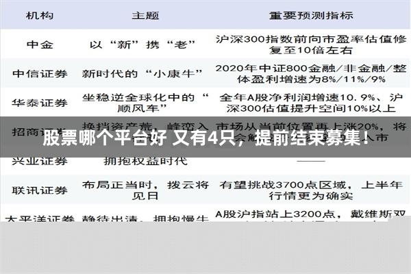 股票哪个平台好 又有4只，提前结束募集！