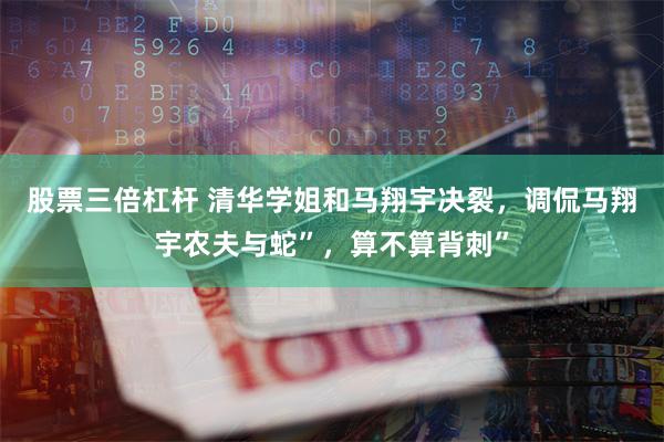 股票三倍杠杆 清华学姐和马翔宇决裂，调侃马翔宇农夫与蛇”，算不算背刺”