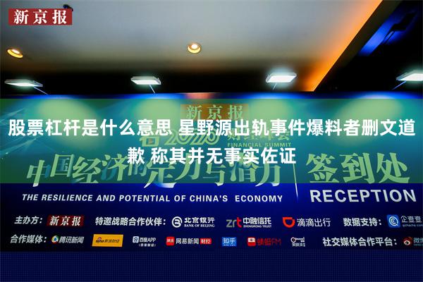 股票杠杆是什么意思 星野源出轨事件爆料者删文道歉 称其并无事实佐证