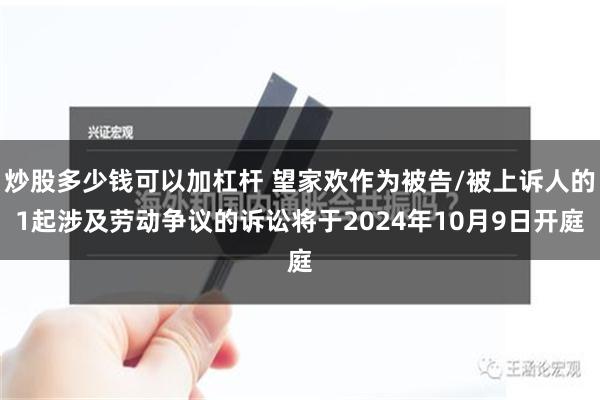 炒股多少钱可以加杠杆 望家欢作为被告/被上诉人的1起涉及劳动争议的诉讼将于2024年10月9日开庭