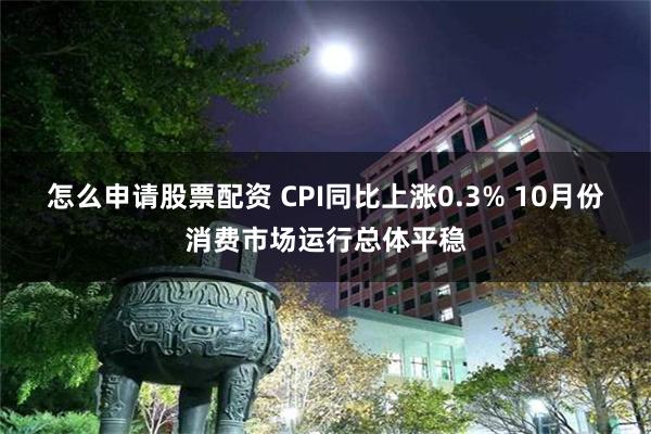 怎么申请股票配资 CPI同比上涨0.3% 10月份消费市场运行总体平稳