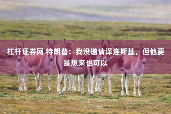 杠杆证券网 特朗普：我没邀请泽连斯基，但他要是想来也可以