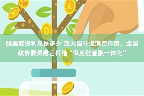 股票配资利息是多少 放大国补促消费作用，全国政协委员建言打造“供应链金融一体化”
