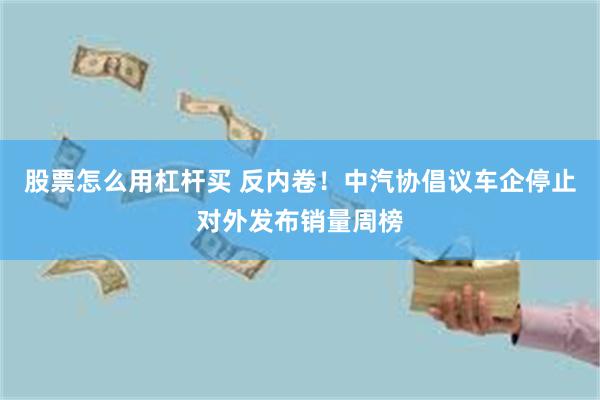 股票怎么用杠杆买 反内卷！中汽协倡议车企停止对外发布销量周榜