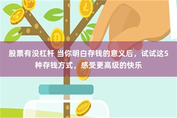 股票有没杠杆 当你明白存钱的意义后，试试这5种存钱方式，感受更高级的快乐